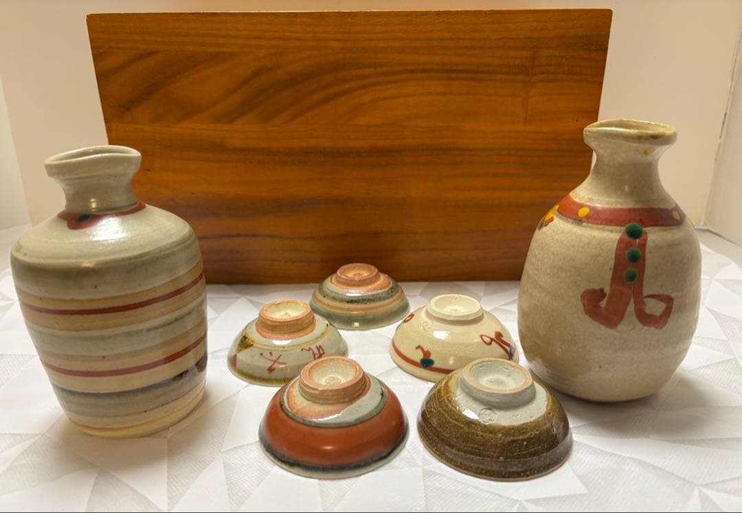 京焼　国領寿人 作　酒器セット　徳利2個　お猪口５個　作家さん　清水焼