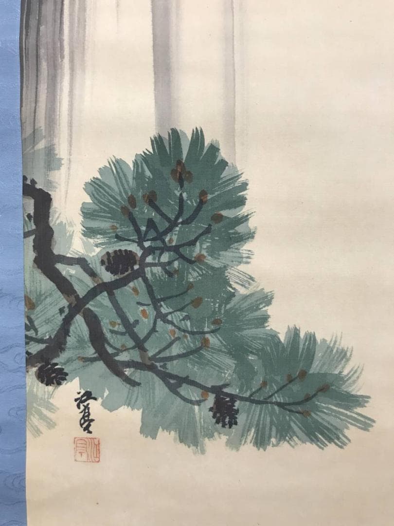 【真作】福井江亭/鯉滝昇り図/鯉滝登り図/鯉図/掛軸/名家伝来/AC-514