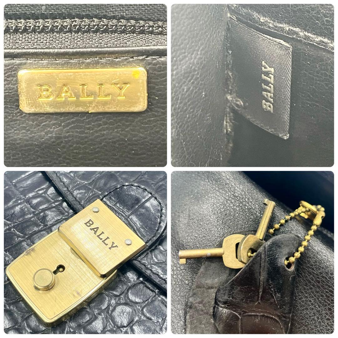 【極美品】BALLY クロコ型押しレザー ビジネスバッグ ブリーフケース A4可