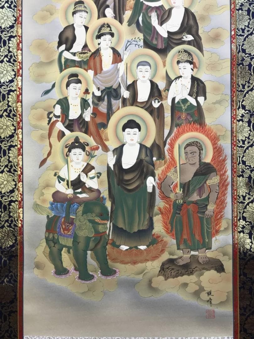 【真作】川村観峰/十三佛図/掛軸/名家伝来/AD-647