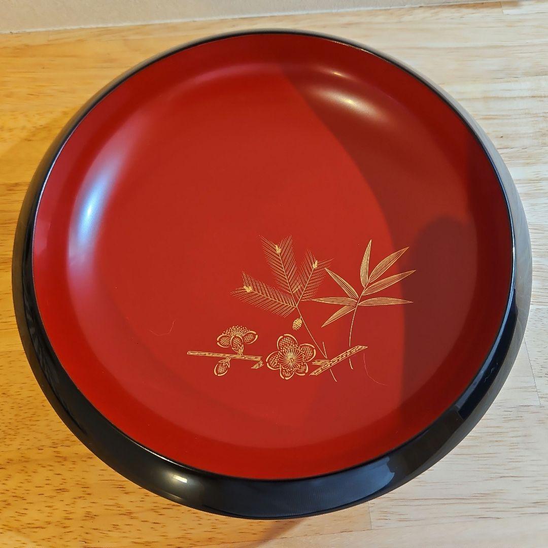 【新品未使用・長期保管品】 輪島塗　沈金　菓子盆（21cm）箱・パンフレット付