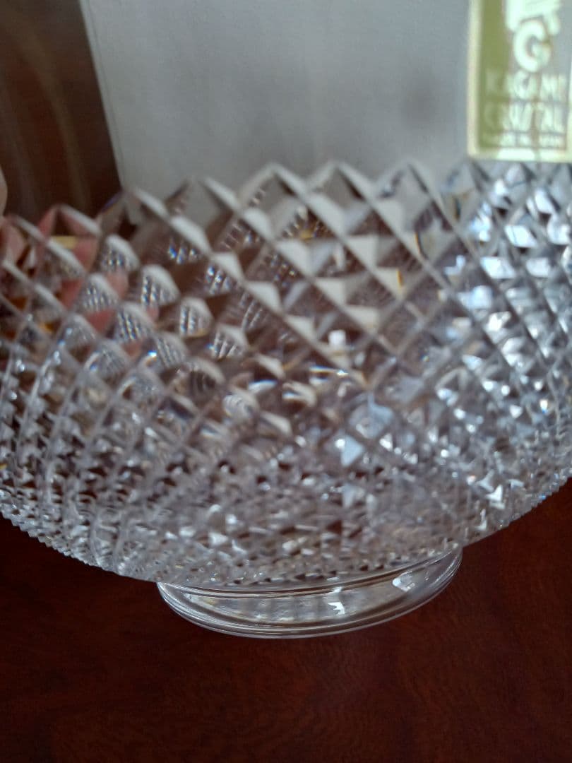 カガミクリスタル 江戸切子 蓋物 菓子器 キャンディポット 箱付き