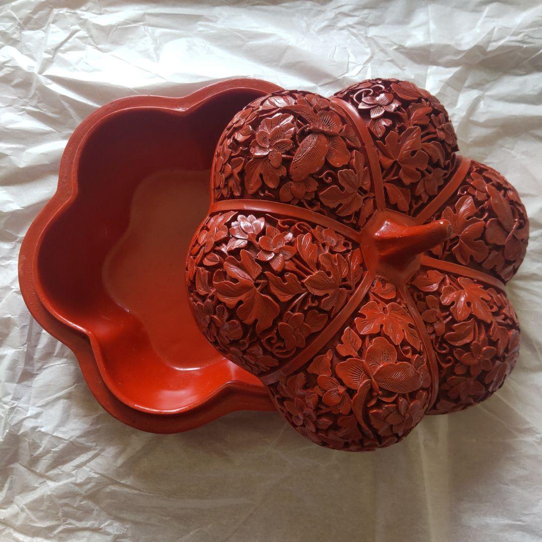 堆朱 中国美術工芸品 伝統美術蓋物小箱