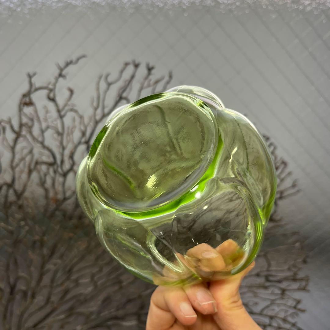 骨董 時代ガラス 希少 南京型 小振り 飴屋瓶 キャンディポット 小物入れ