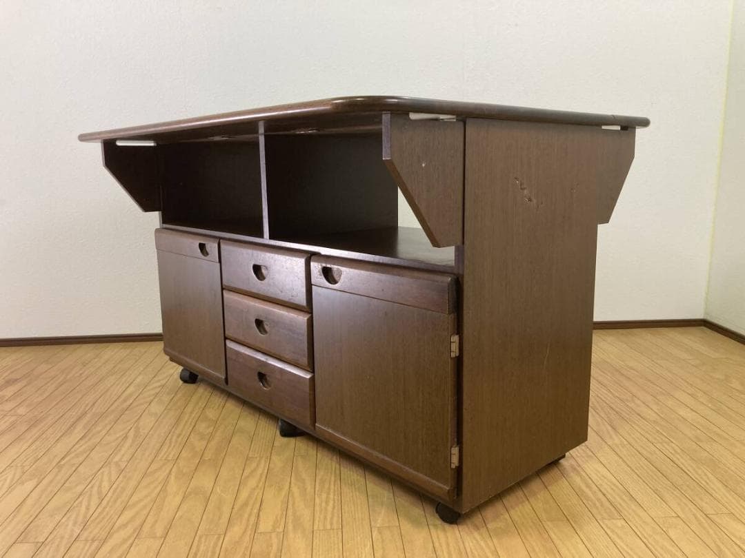 バタフライ型 収納テーブル キャスター ダイニングテーブル 4人掛け 四人掛け