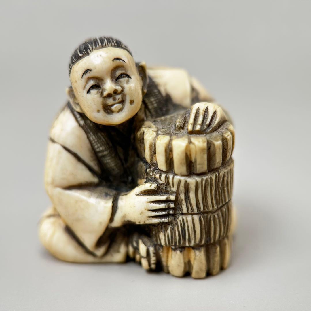 人物像彫刻極上根付天然素材アンティーク骨董飾り物古美術置物細密細工
