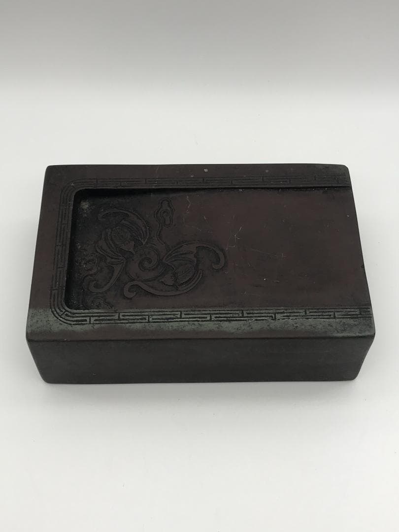 古端渓硯　清時代　抄手硯　吉祥双福紋　極上品　時代物　初出し物(A-58) 古端渓硯 清時代 抄手硯 吉祥双福紋 極上品 時代物 初出し物(A-58