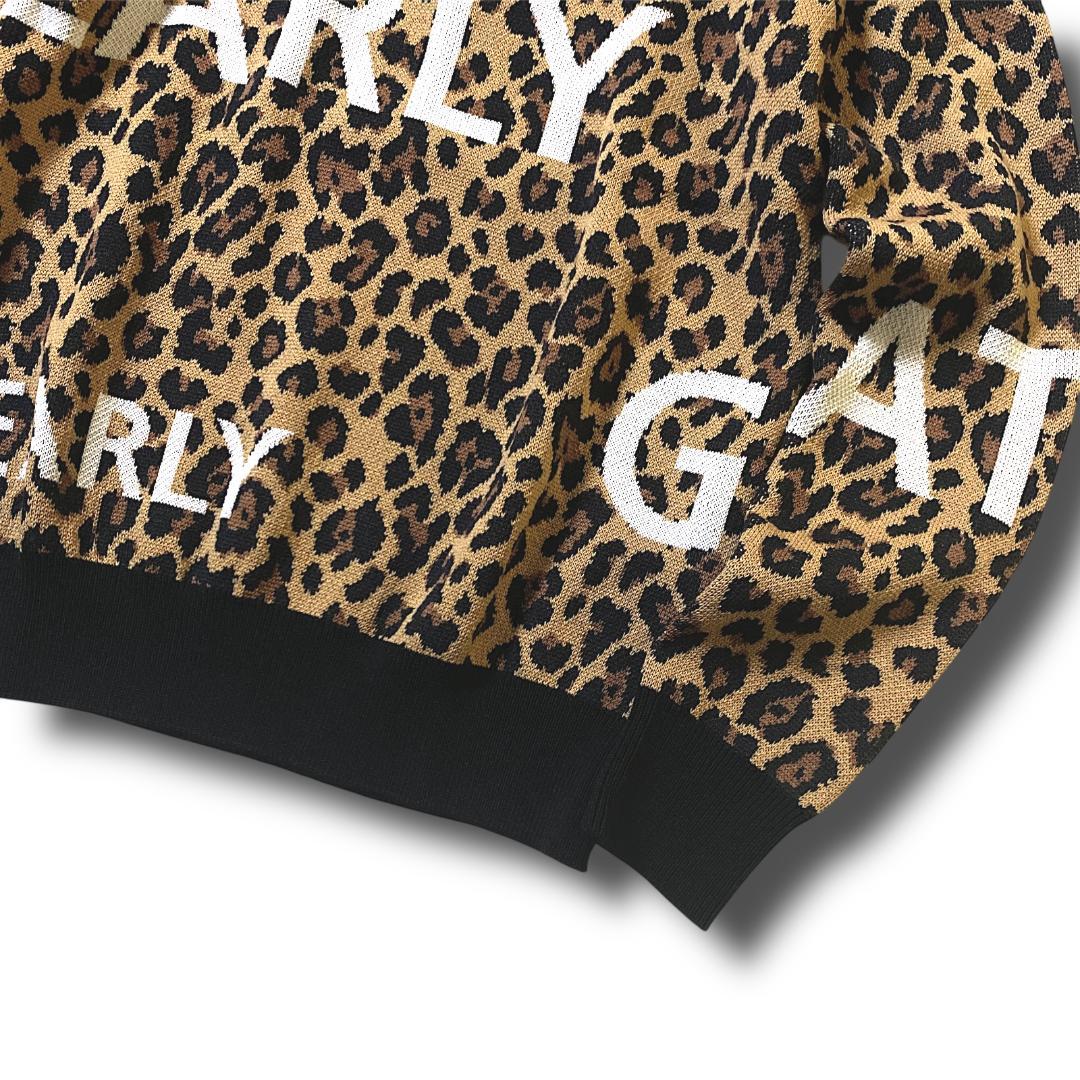 0 新品 パーリーゲイツ ビッグロゴ レオパード ウール混 ニット 日本製