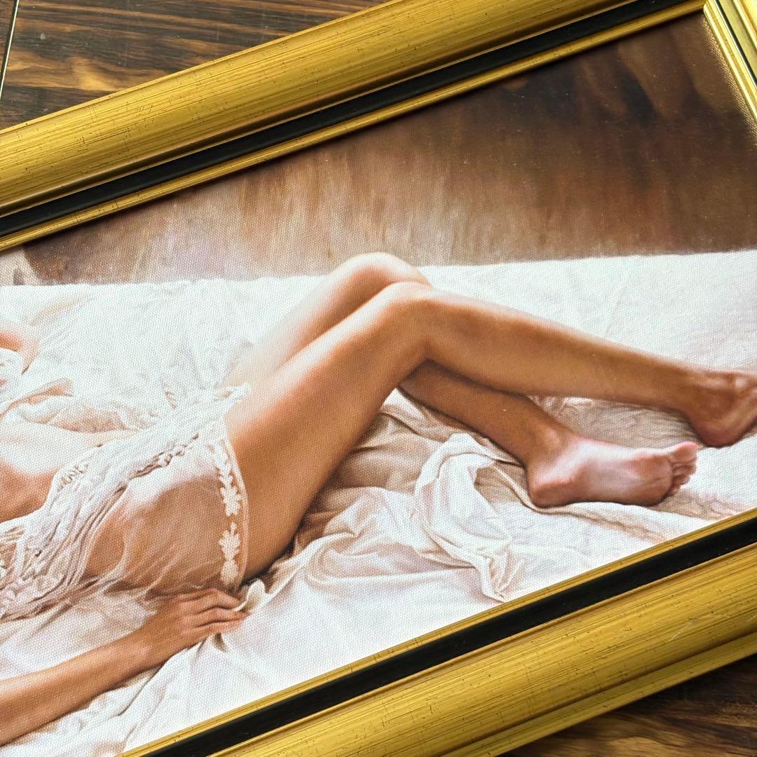 官能美女 人物画 超セクシー美人画 油彩 印刷複製画 工芸画 絵画 額装 F