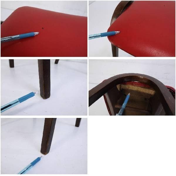 秋田木工 IDC大塚 No.202 剣持勇 スタッキングスツール 赤 PVC 2