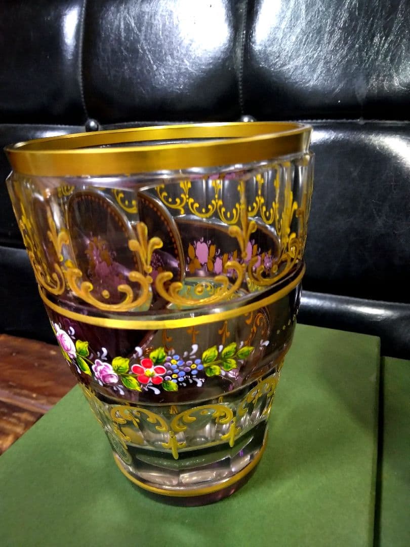 未使用 ドイツ製 ゴブレット ペア ハンドエナメル ルビーレッド クリスタル