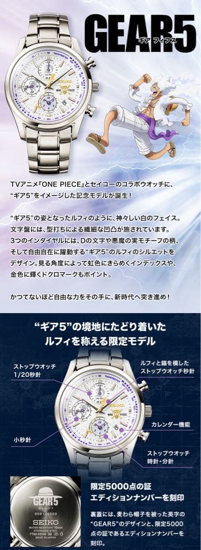 セイコー×ONE PIECE モンキー・D・ルフィ ギア5 エディション