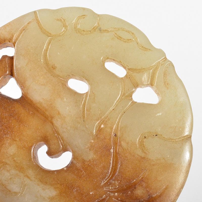 中国玉石白玉彫刻神獣刻如意MR8033