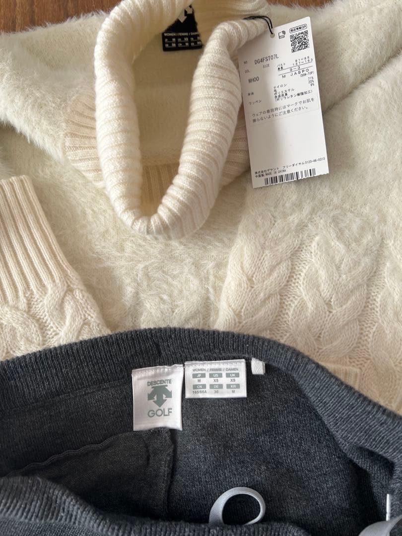 DESCENTEゴルフ　シャギーニットニットスカートセット売りMサイズ