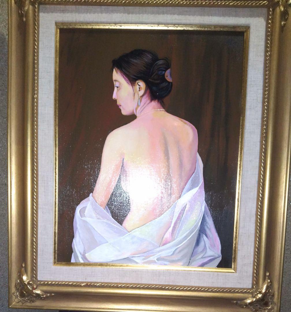 森本草介、絵画、美人画、油彩６号、裸婦、Nude.Woman新品高級額縁、肉筆。