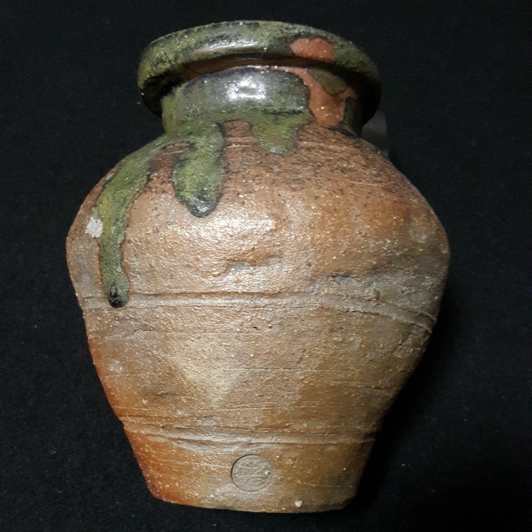 古常滑】三筋壺 降物 趣ある窯くっつき 古物 お経の入れ物 三