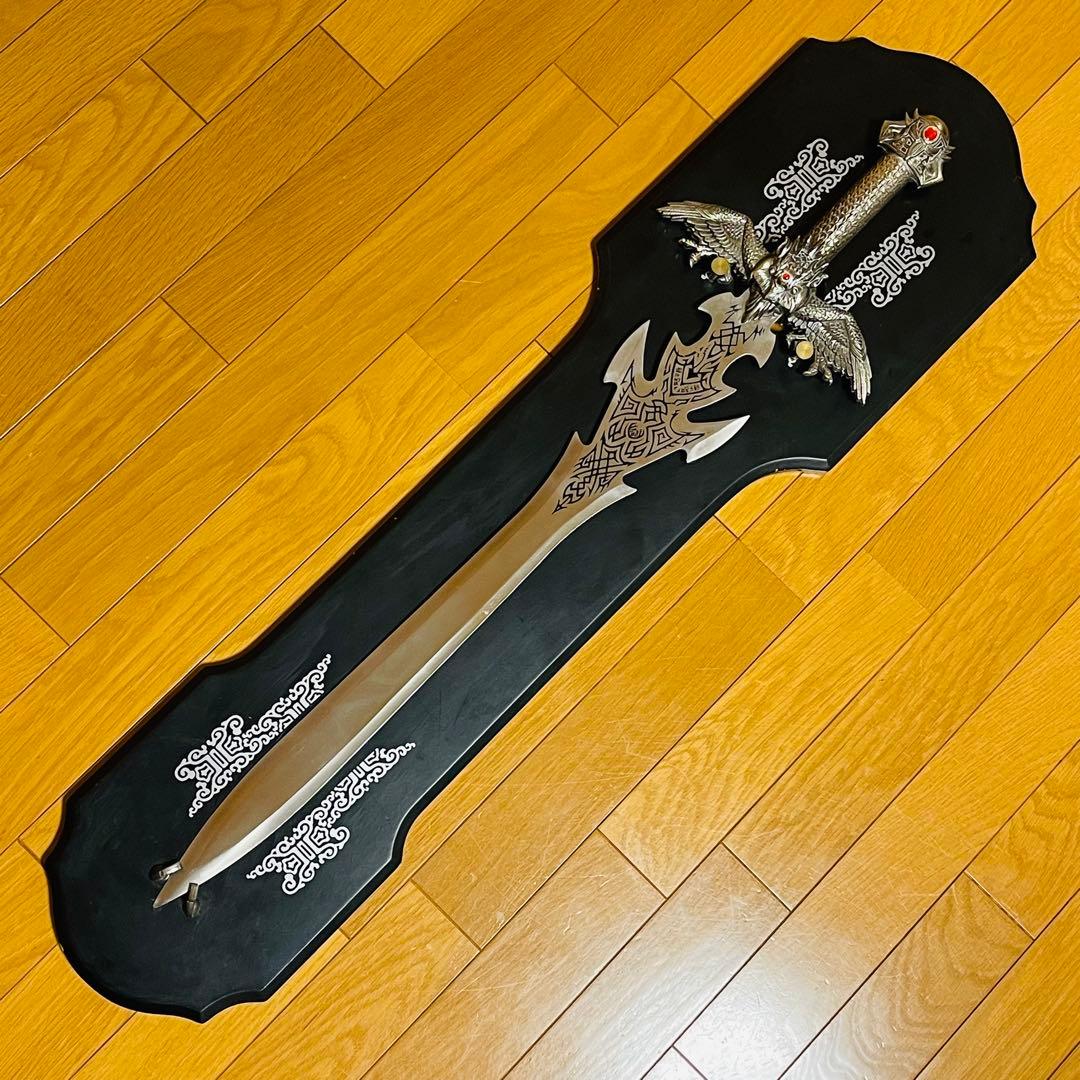 【希少】金属製 洋剣 模造剣 デスブリンガー エクスカリバー 悪魔 飾り台
