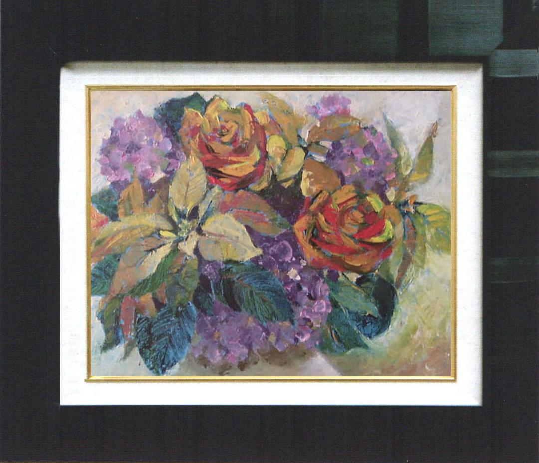 油絵 菅家令子 絵 絵画 インテリア uF6-110202 花