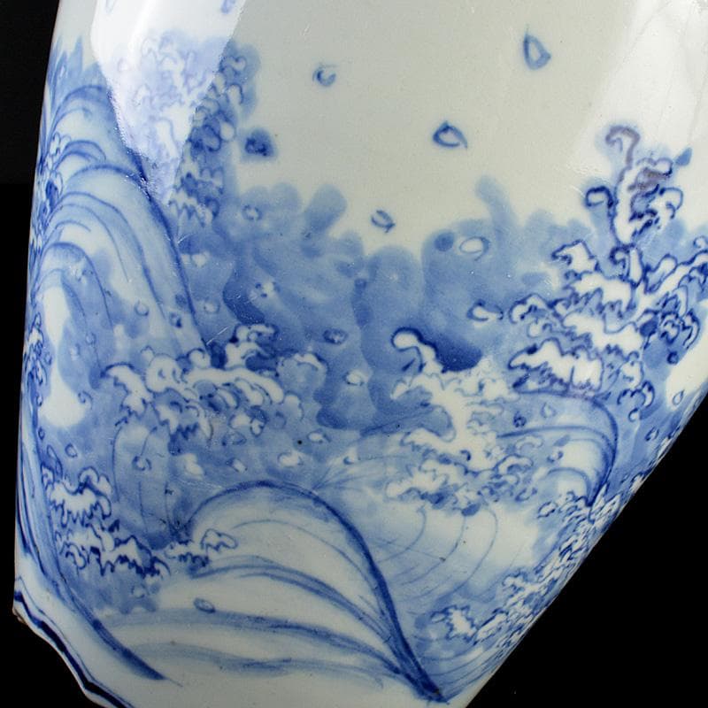 瀬戸焼 古瀬戸染付 巌手製 荒波文 花瓶 M R7275F - メルカリ