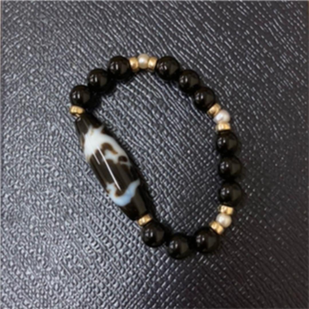 定価30万【龍神天珠パワーストーンブレスレット オニキス 真珠 ザ