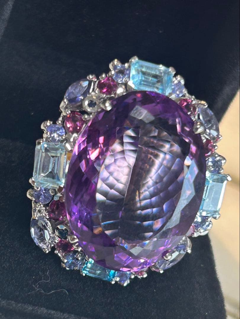 マ*ー様 天然石アメシストスクエア特大サイズ13号