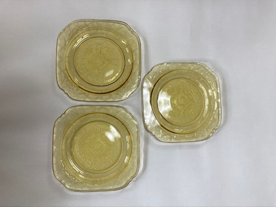 フェデラルグラス マドリッド イエロー 3コンパートメントプレート