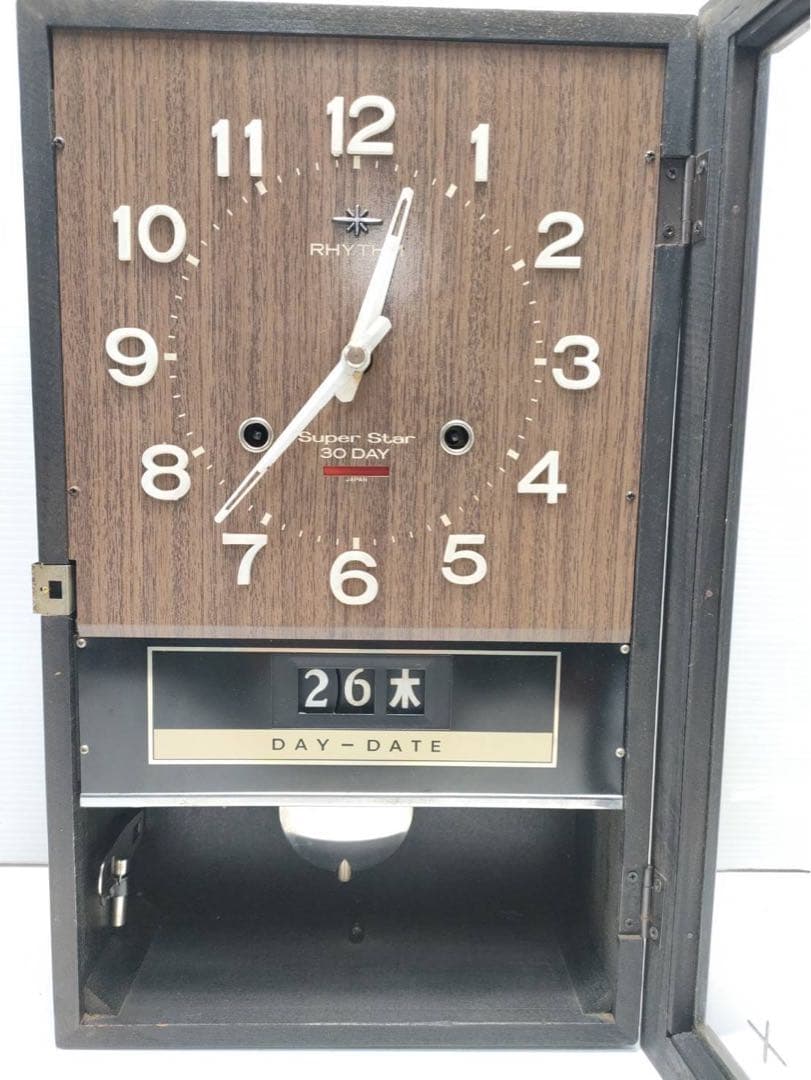 リズム時計 Super Star 30 DAY 柱時計 振り子時計 日付表示付き