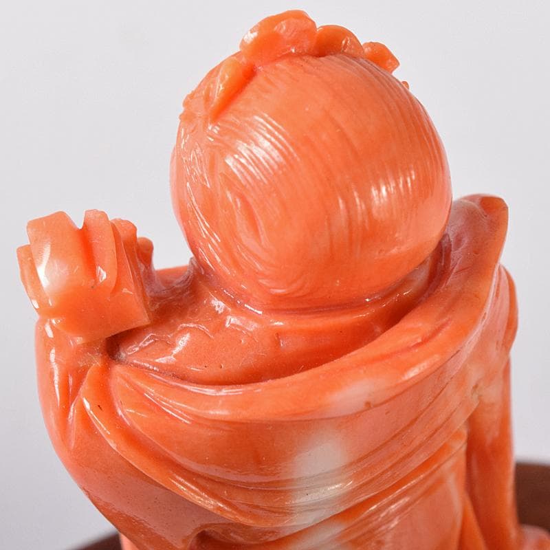 中国 赤珊瑚彫刻 サンゴ 弁財天像 七福神 置物 唐木台付 G 8383 - メルカリ