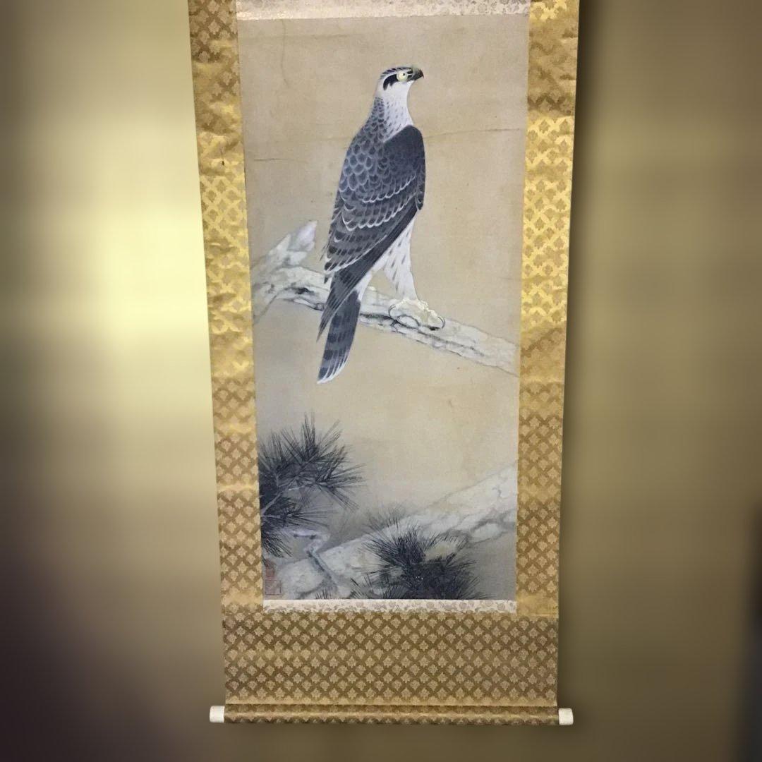 古画　松上の鷹図　書き込みが素晴らしい。　　　　G1