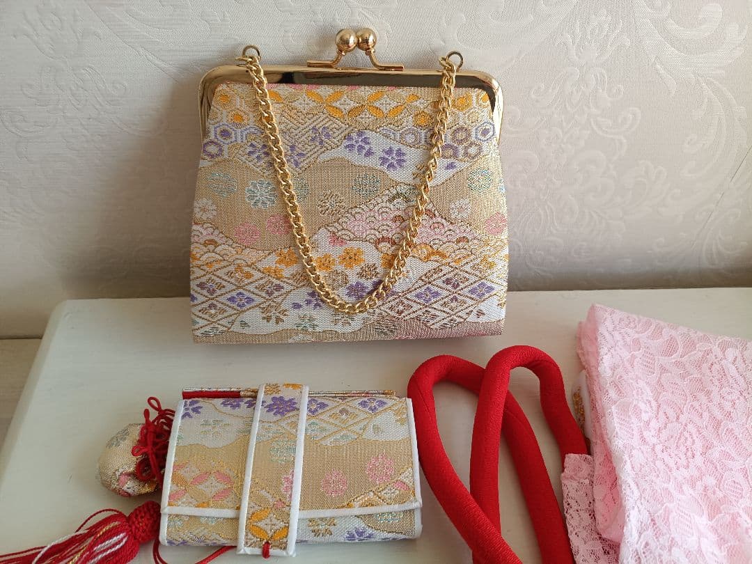 ミントグリーンの着物に白の作り帯セット☆七五三７歳　ハーフ成人式