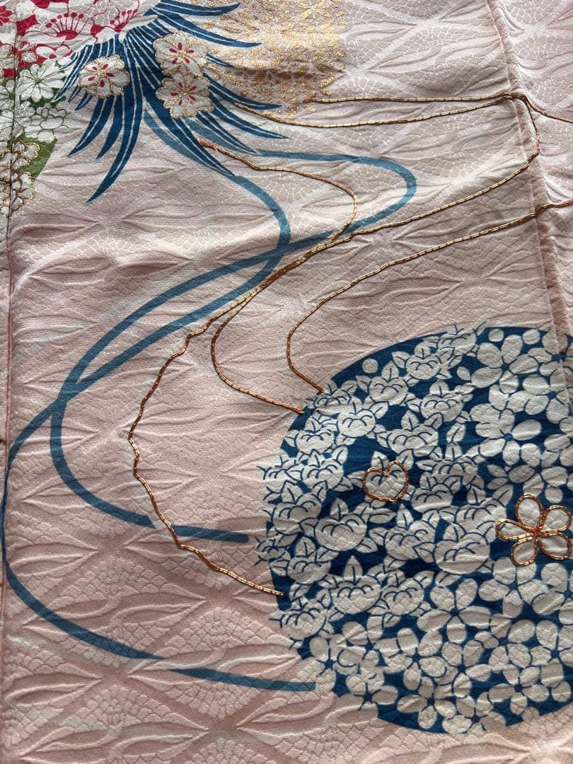振袖 花柄 上品 豪華 金 赤 白 緑 青 長襦袢つき 白 青 振袖