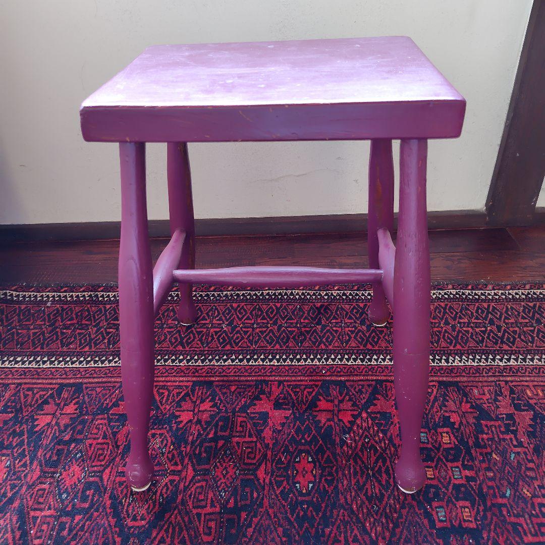 イギリス　ビンテージスツール　ピンクペンキ仕上げ