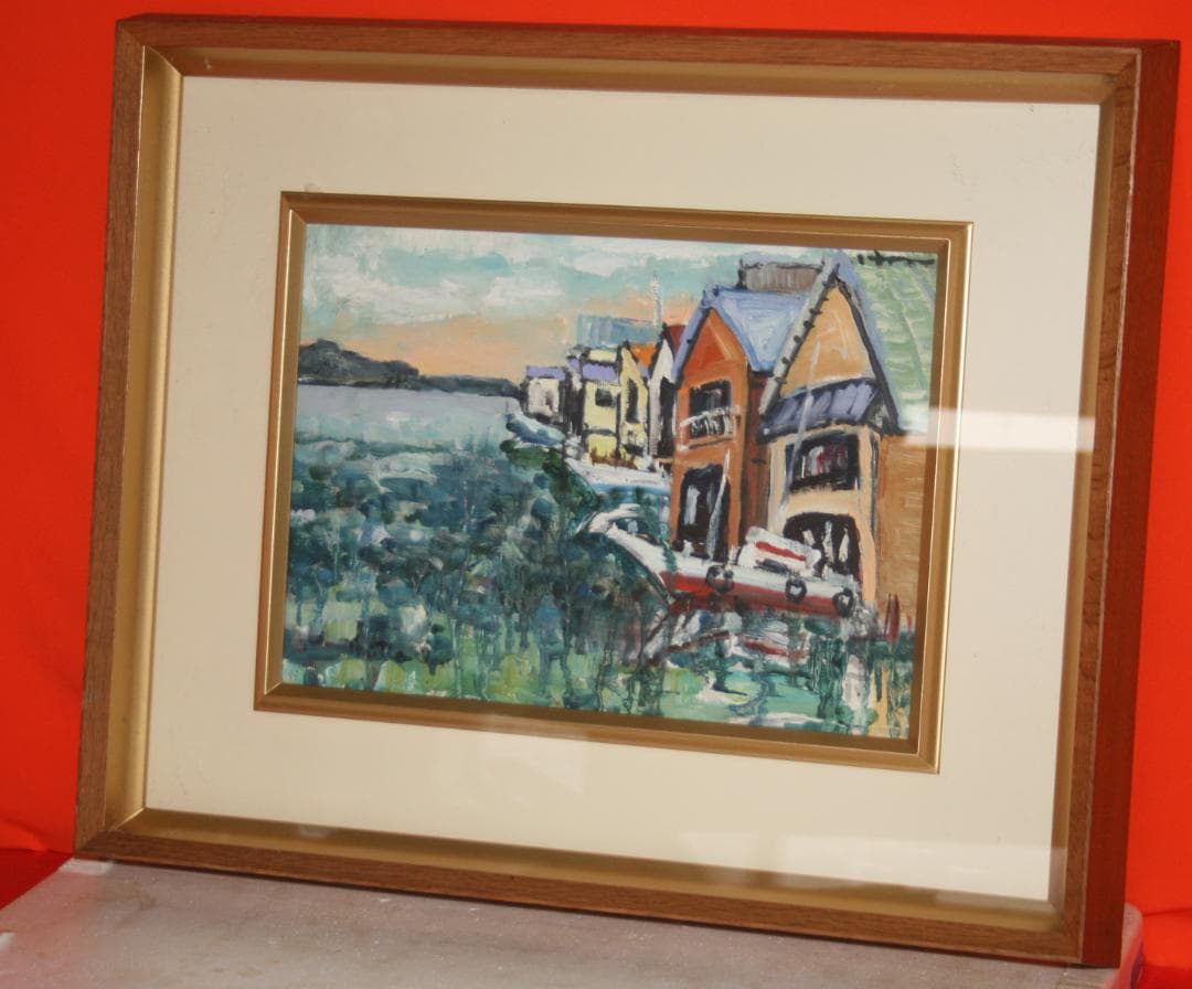 ★伊奈三知夫★油絵★日展光風会★江南市美術協会会員★Ｆ４号★丹後半島伊根町の舟屋