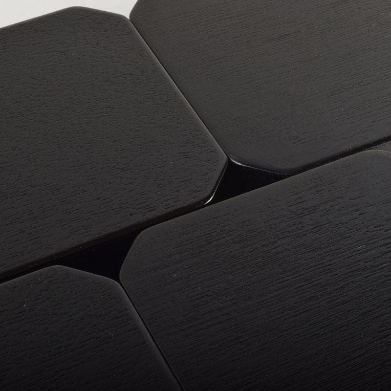 和食器　黒漆　松葉蒔絵　柿合　折曲重箱　5点　C　8625A