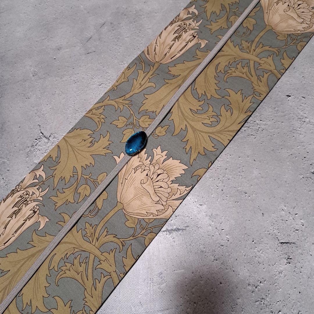 半幅帯 長尺 ウィリアムモリス いちご泥棒 エメラルド×アネモネ