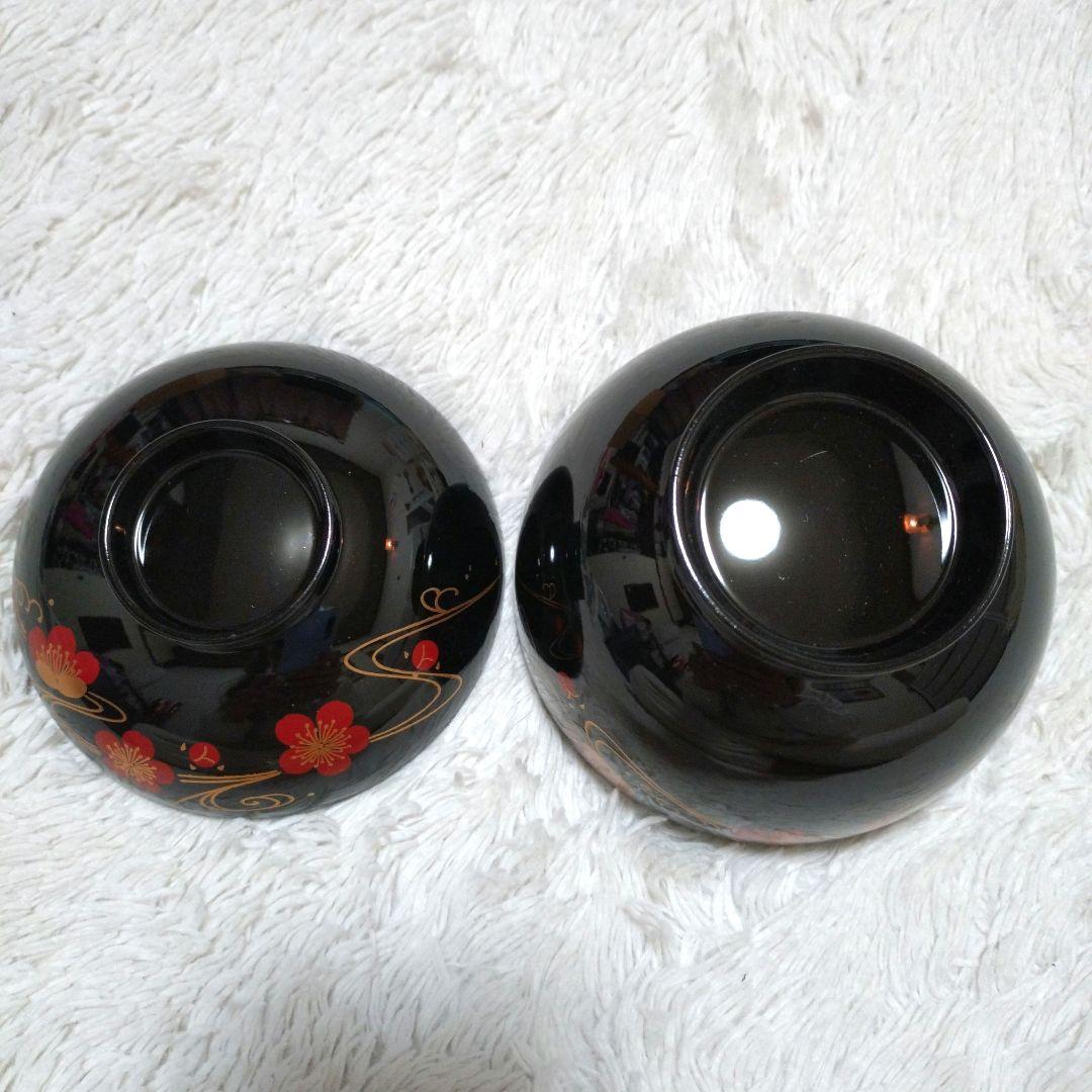 新品✬会津塗り　お吸い物椀蓋付き　流れ梅20客　漆器　桐箱入り