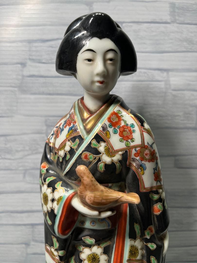 明治時代　九谷焼　美人　立像