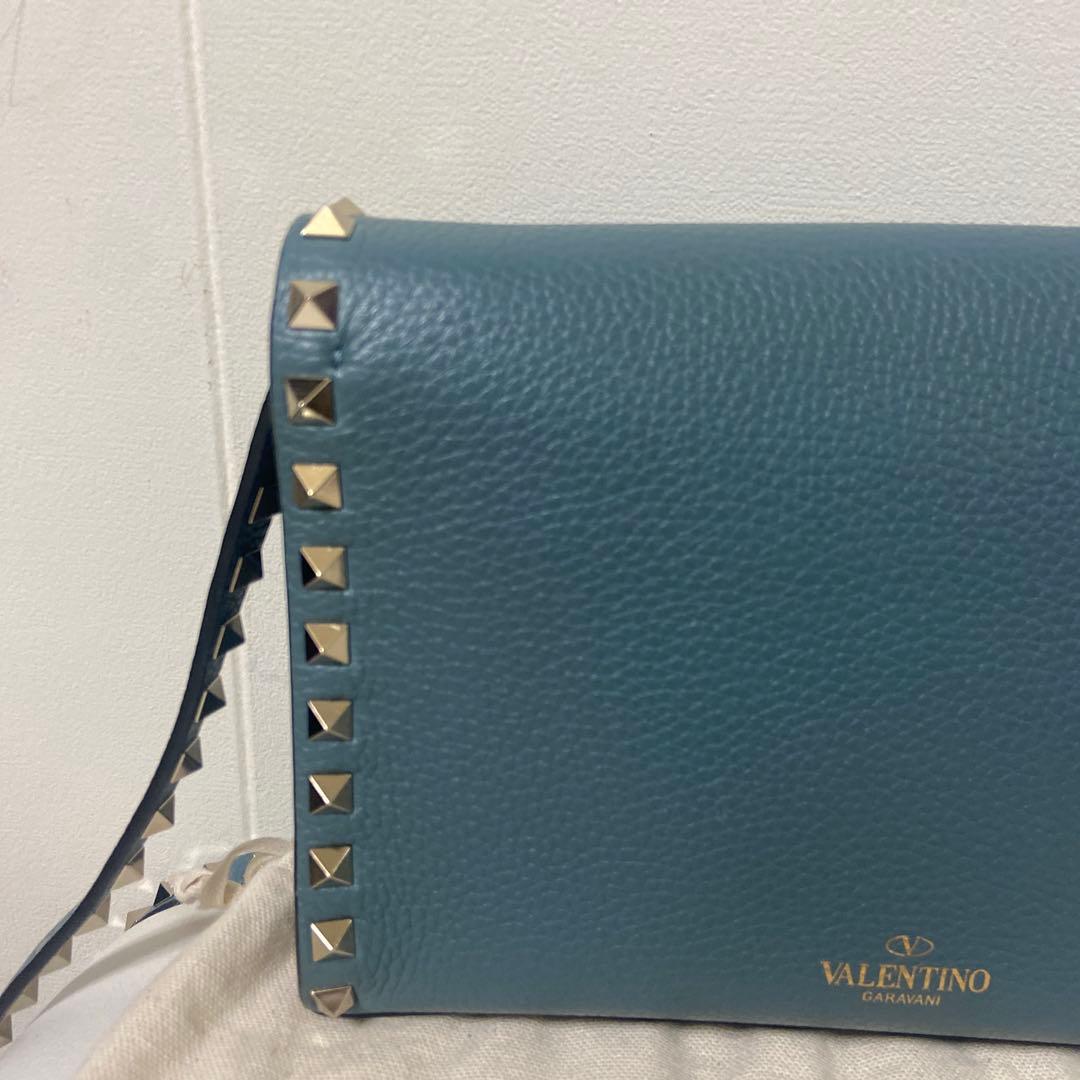 Valentino スタッズ ショルダーバッグ 青