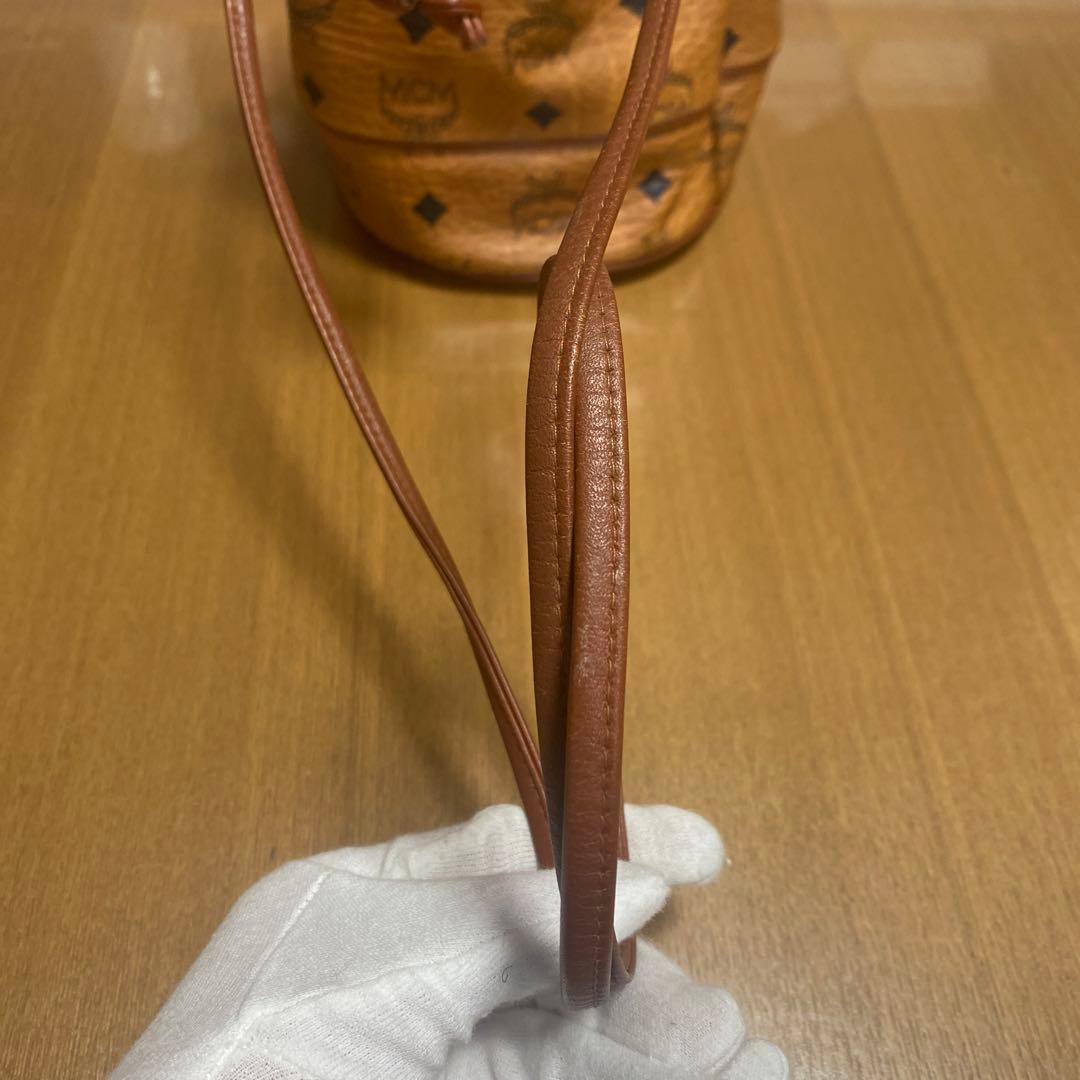 MCM ブラウンレザー 巾着型　バケツ型　ショルダーバッグ