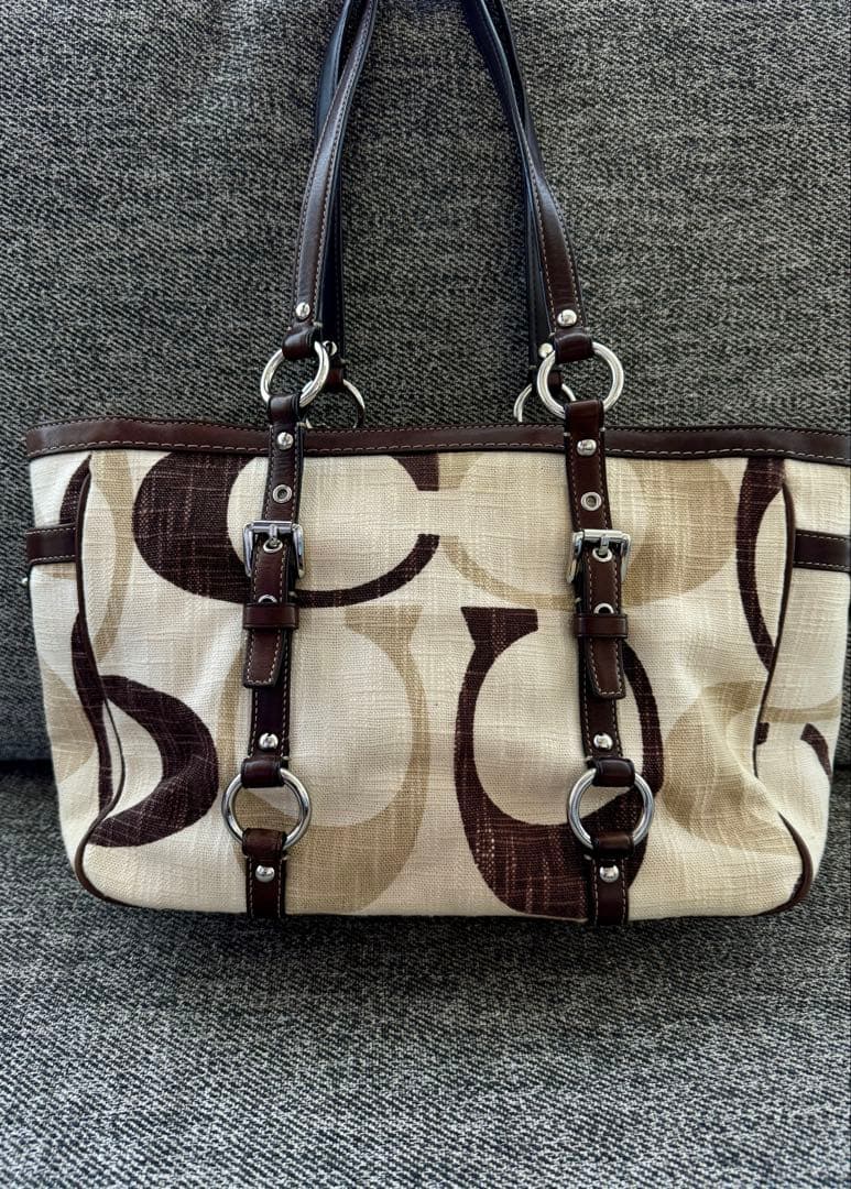 【COACH】コーチ シグネチャートートバッグ F13810 ベージュ/ブラウン
