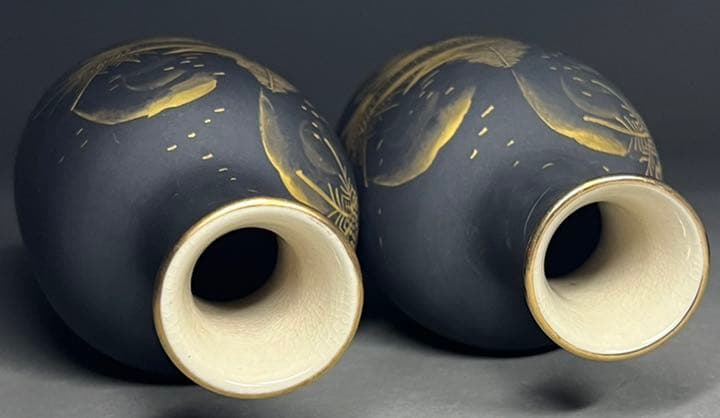 エビス】徳利 酒盃 九谷焼 在銘 九谷雪山 金襴手 酒器 細工 時代物 酒杯