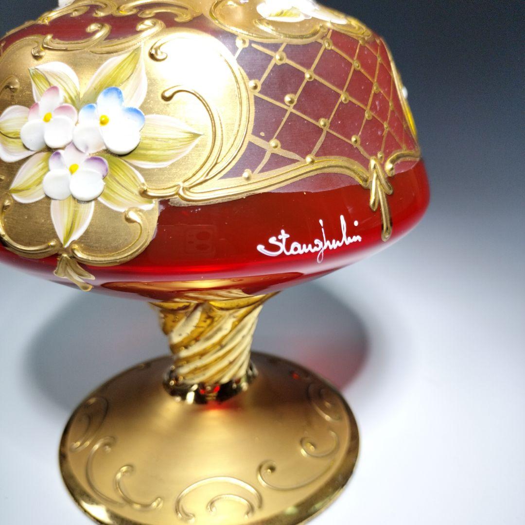 値下げベネチアングラスデキャンタワイングラス6個花瓶金彩8点セット