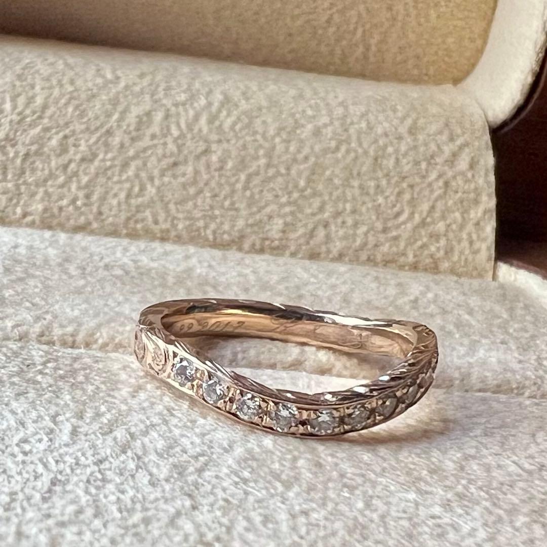 MAILE K18PG ウェーブハーフエタニティリング