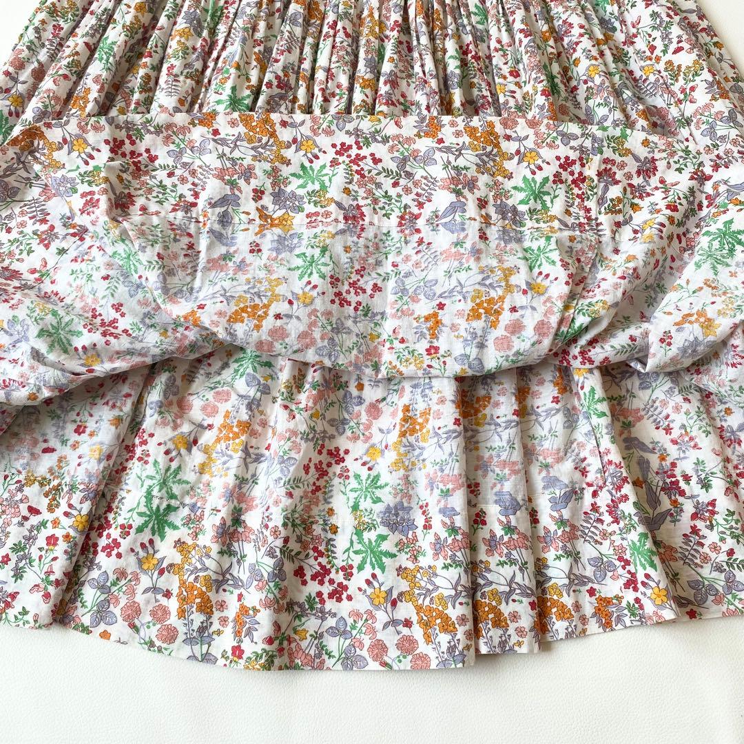 【美品】45R　スカート　LIBERTY　ネオンフィールズ　花柄　ギャザー　M