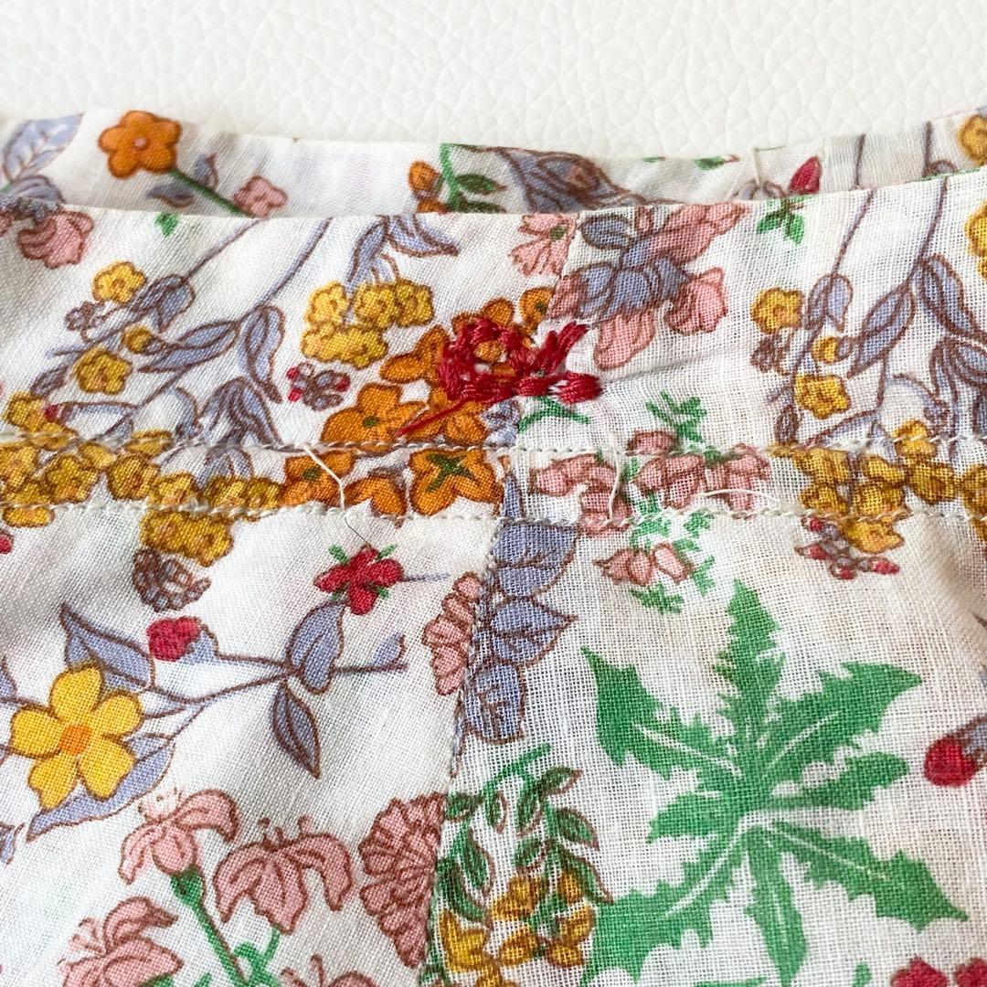 【美品】45R　スカート　LIBERTY　ネオンフィールズ　花柄　ギャザー　M
