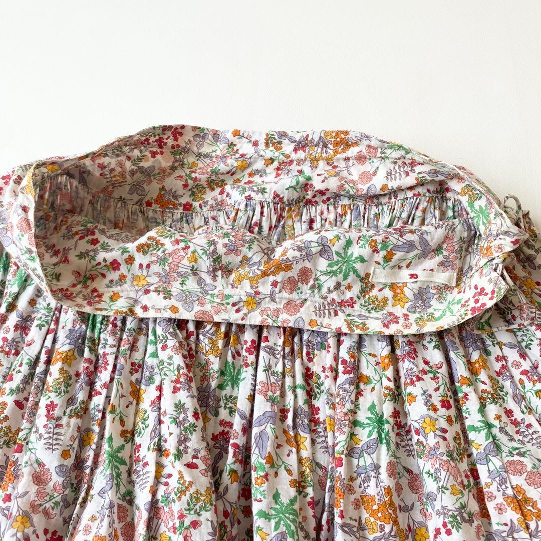 【美品】45R　スカート　LIBERTY　ネオンフィールズ　花柄　ギャザー　M