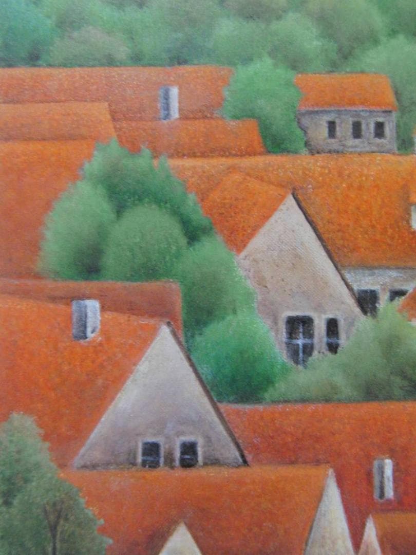 桑島春彦、【麗し街道】、希少な画集画、新品高級額・額装付、状態良好