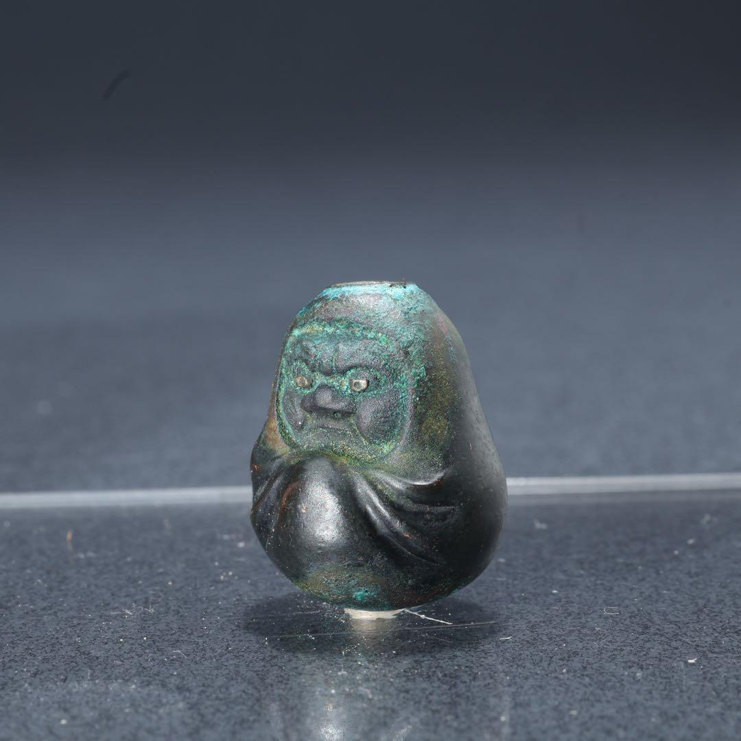 緒締め玉 達磨 提げもの 金属 黒 金工 R1642