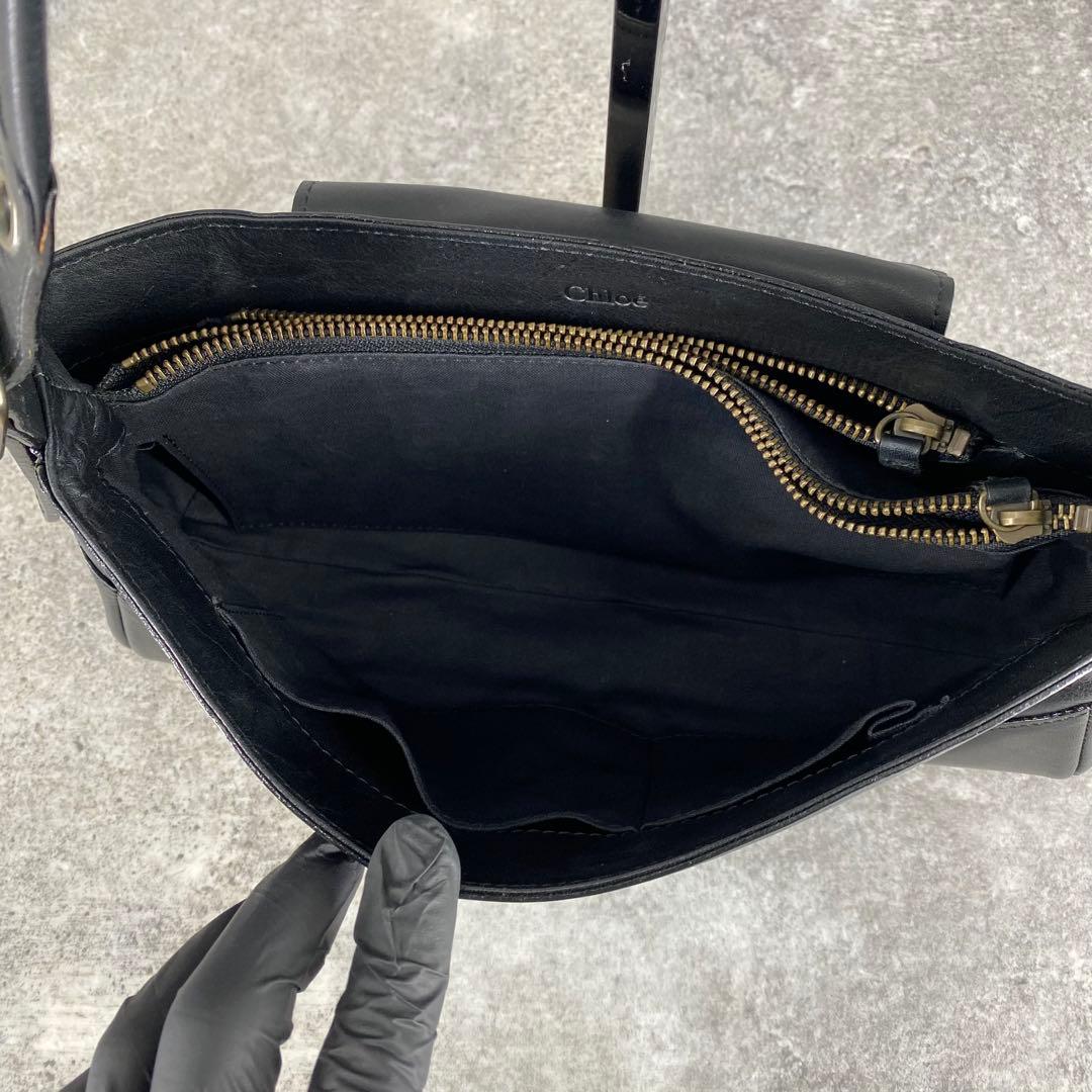 バッグ y2k Chloe leather one-shoulder bag black