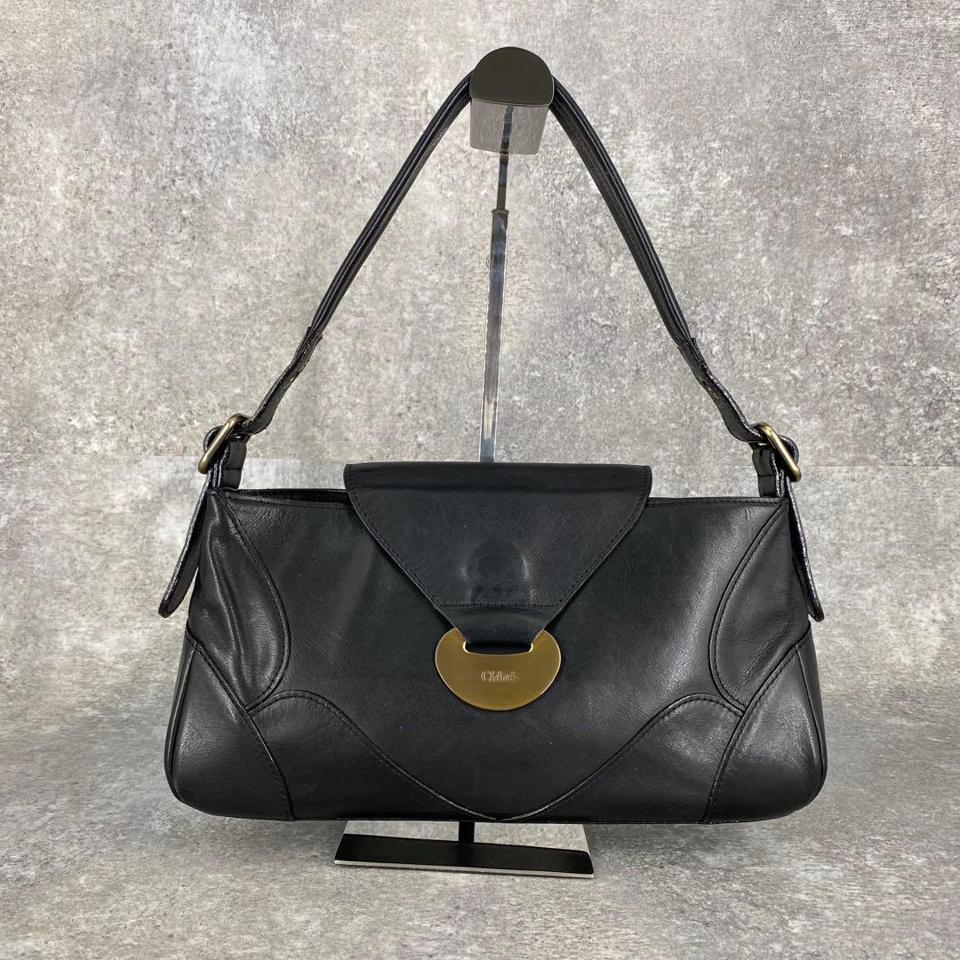 バッグ y2k Chloe leather one-shoulder bag black